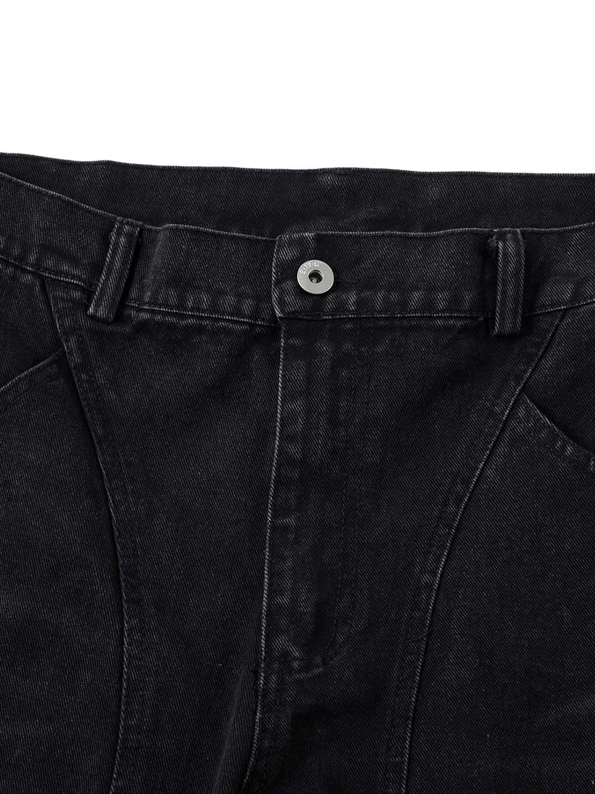Omygoods Washed Distressed Multi-Pocket Cargo Jeans