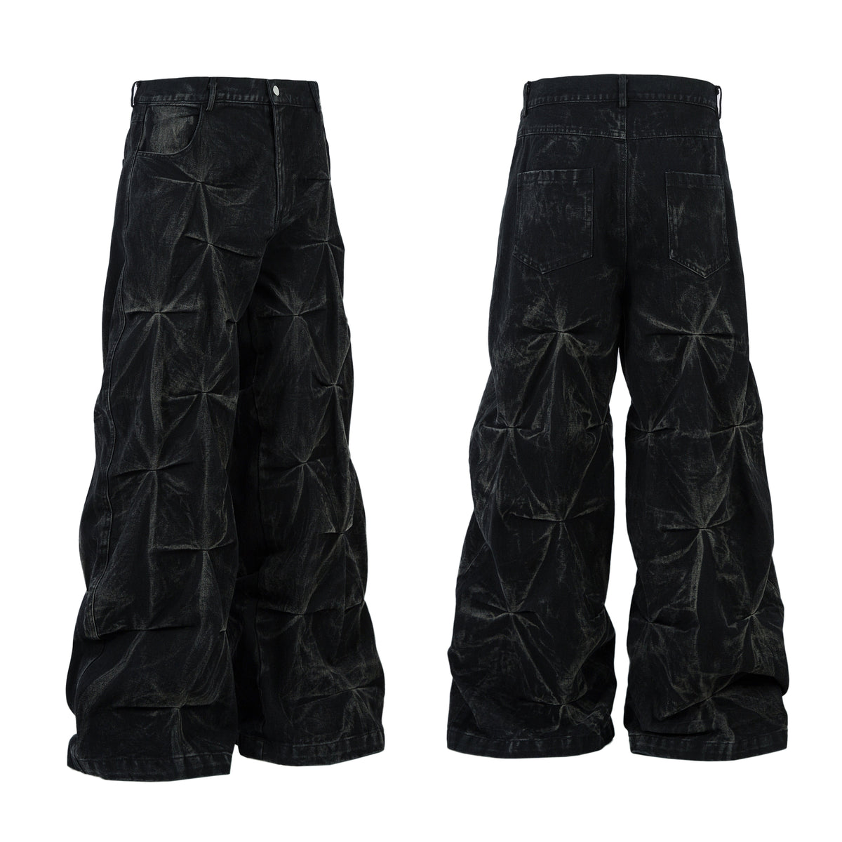 Washed Distressed Pleated | Baggy Jeans - OMYGOODS