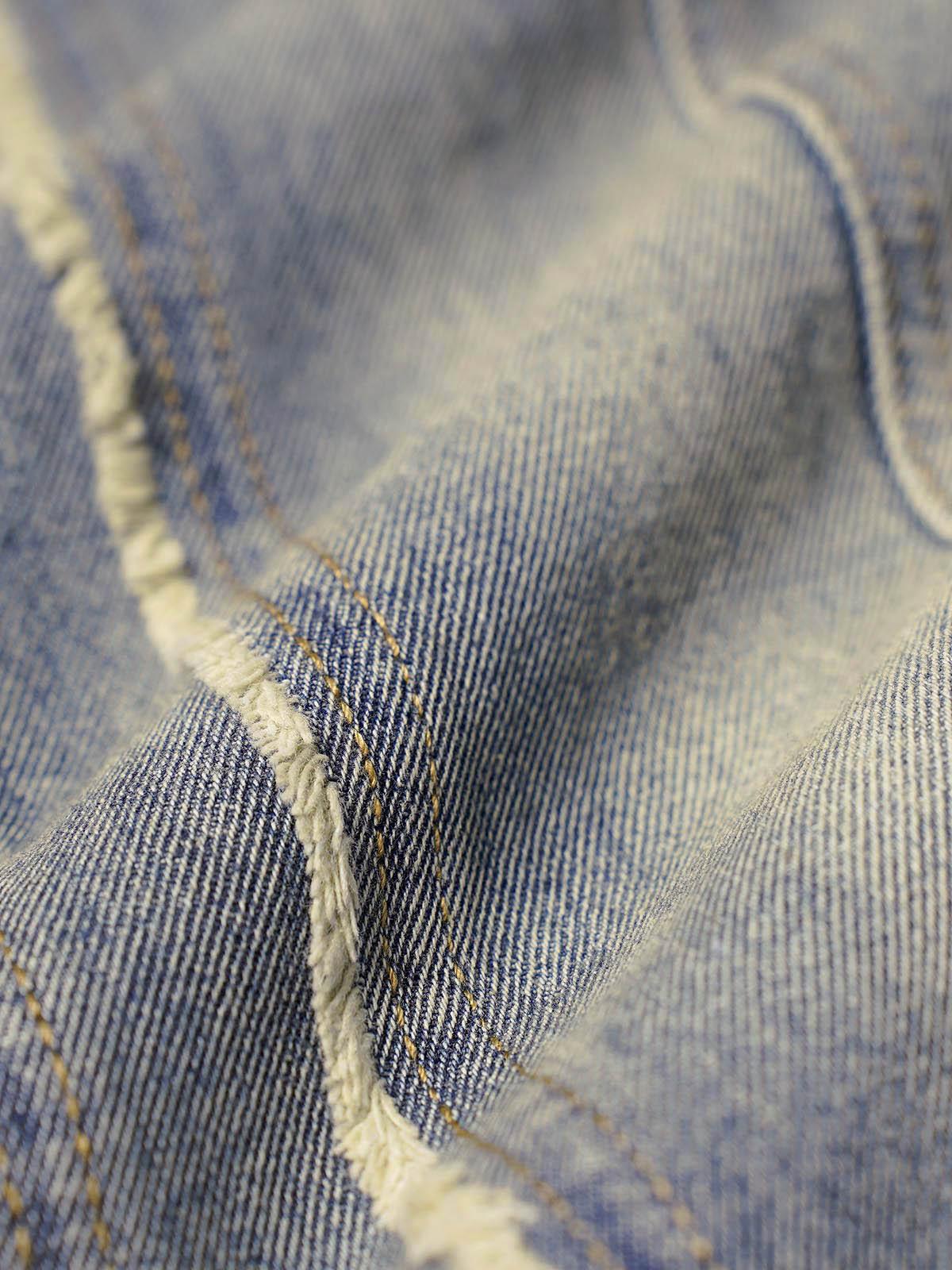 Omygoods Washed Distressed Raw Edge Baggy Jeans