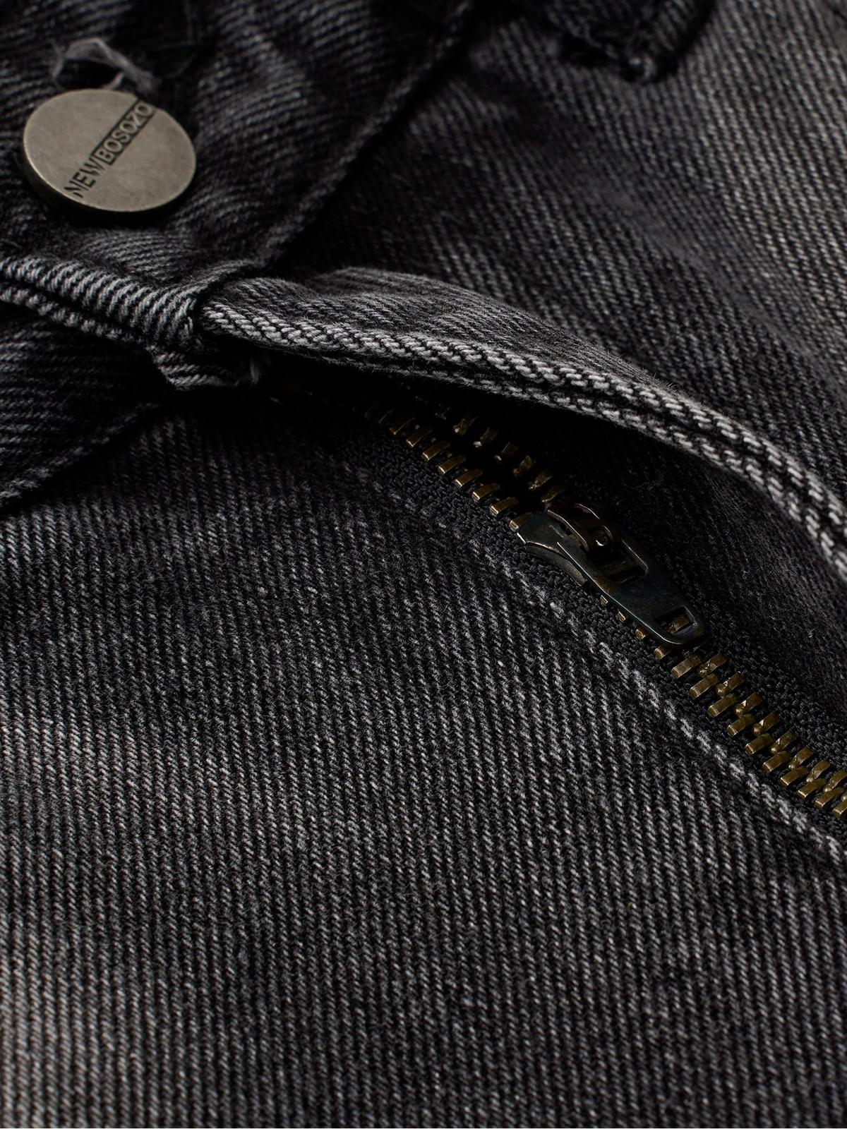 Omygoods Washed Distressed Raw Edge Barrel Jeans