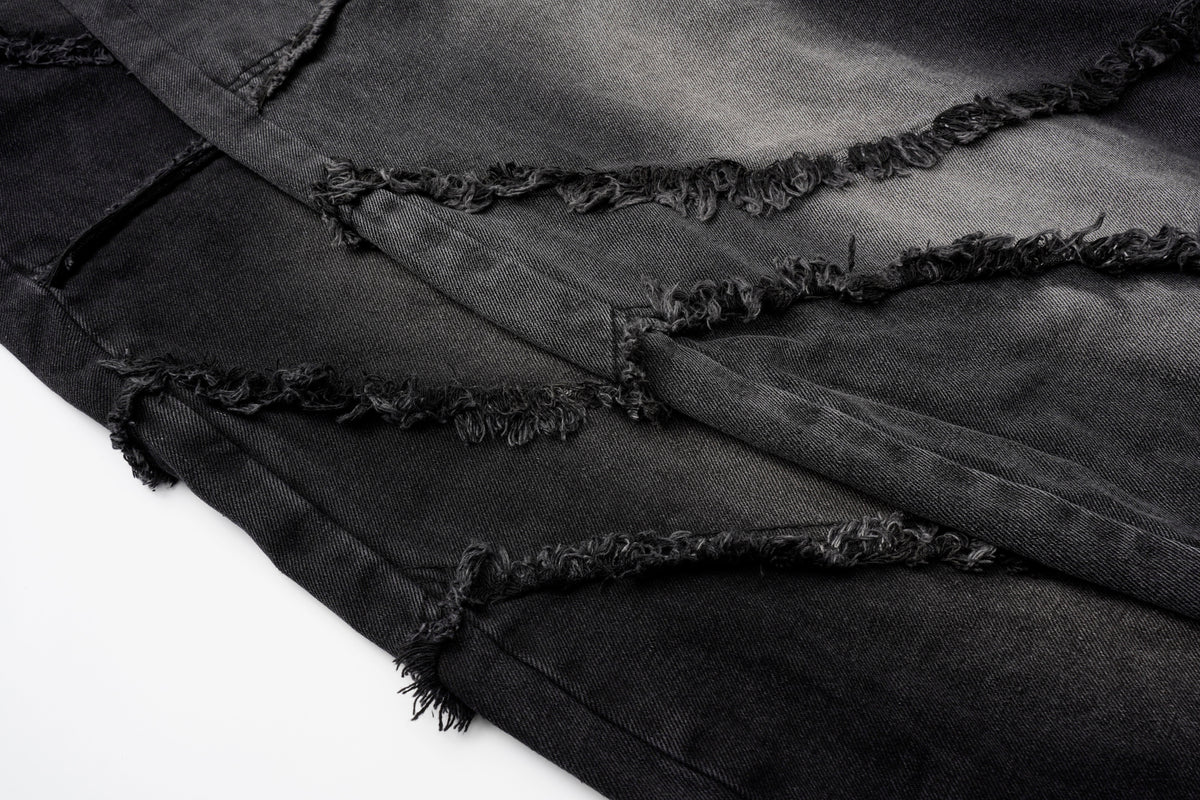 Washed Distressed Raw Edge Barrel Jeans - OMYGOODS