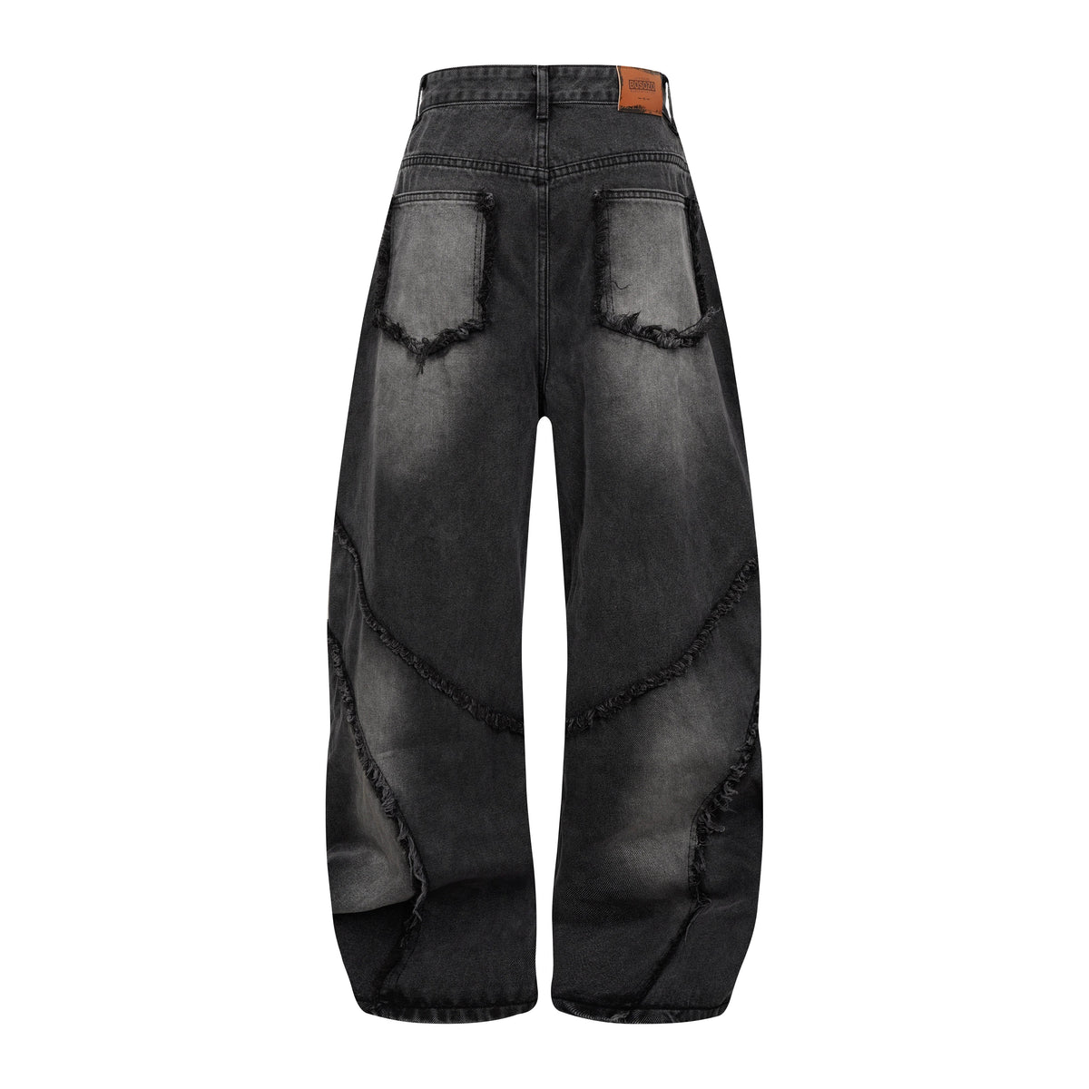 Washed Distressed Raw Edge Barrel Jeans - OMYGOODS