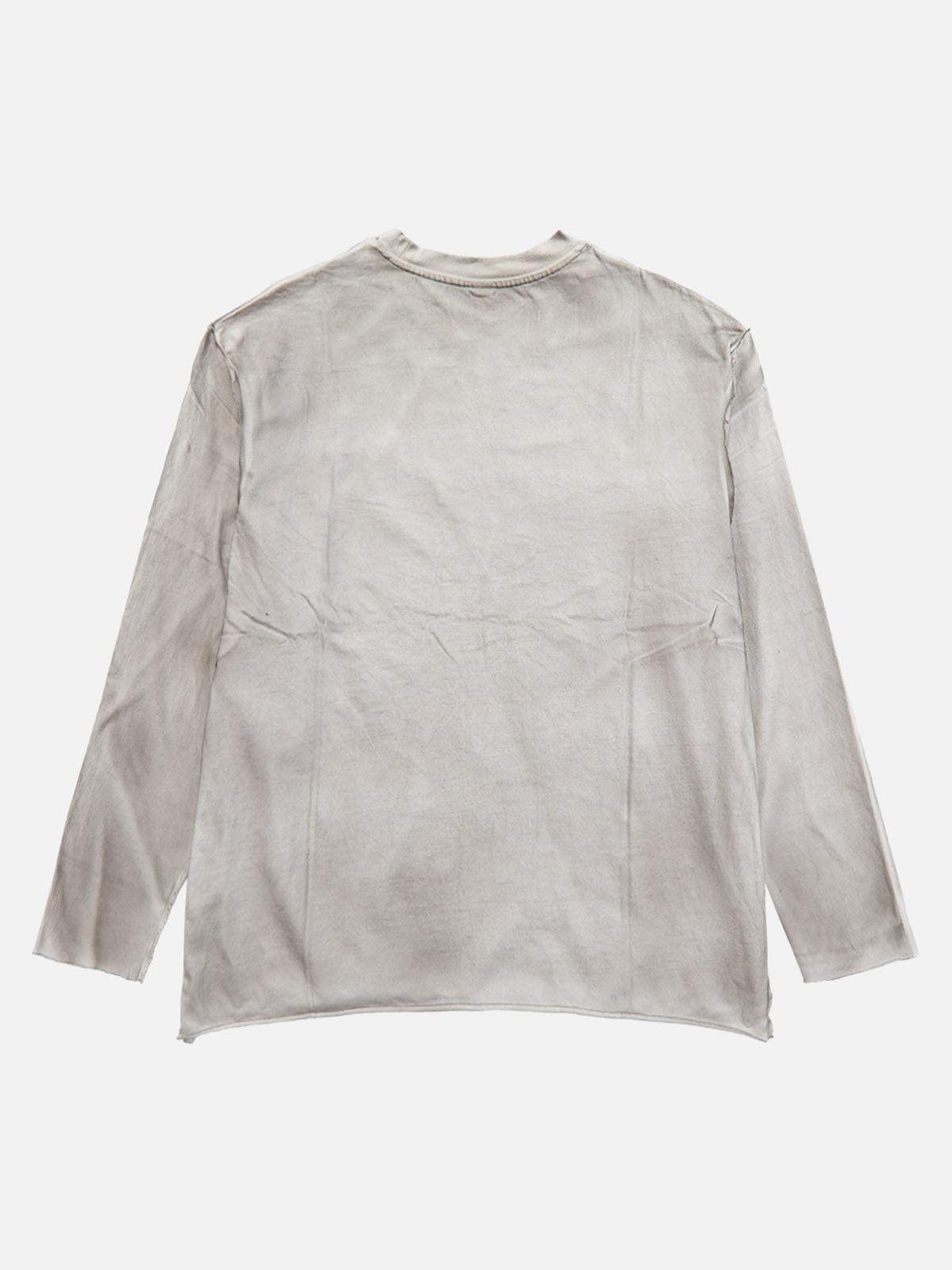 Omygoods Washed Edge Long Sleeve T-Shirt