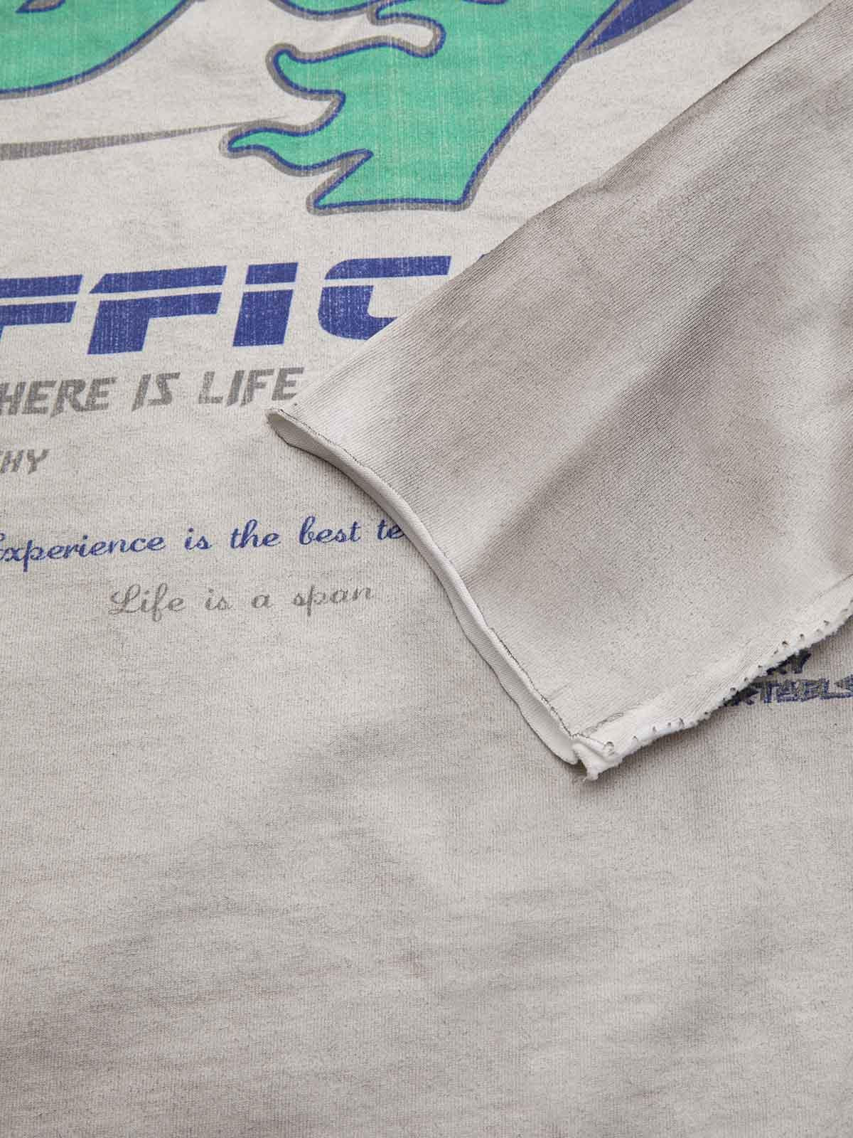 Omygoods Washed Edge Long Sleeve T-Shirt
