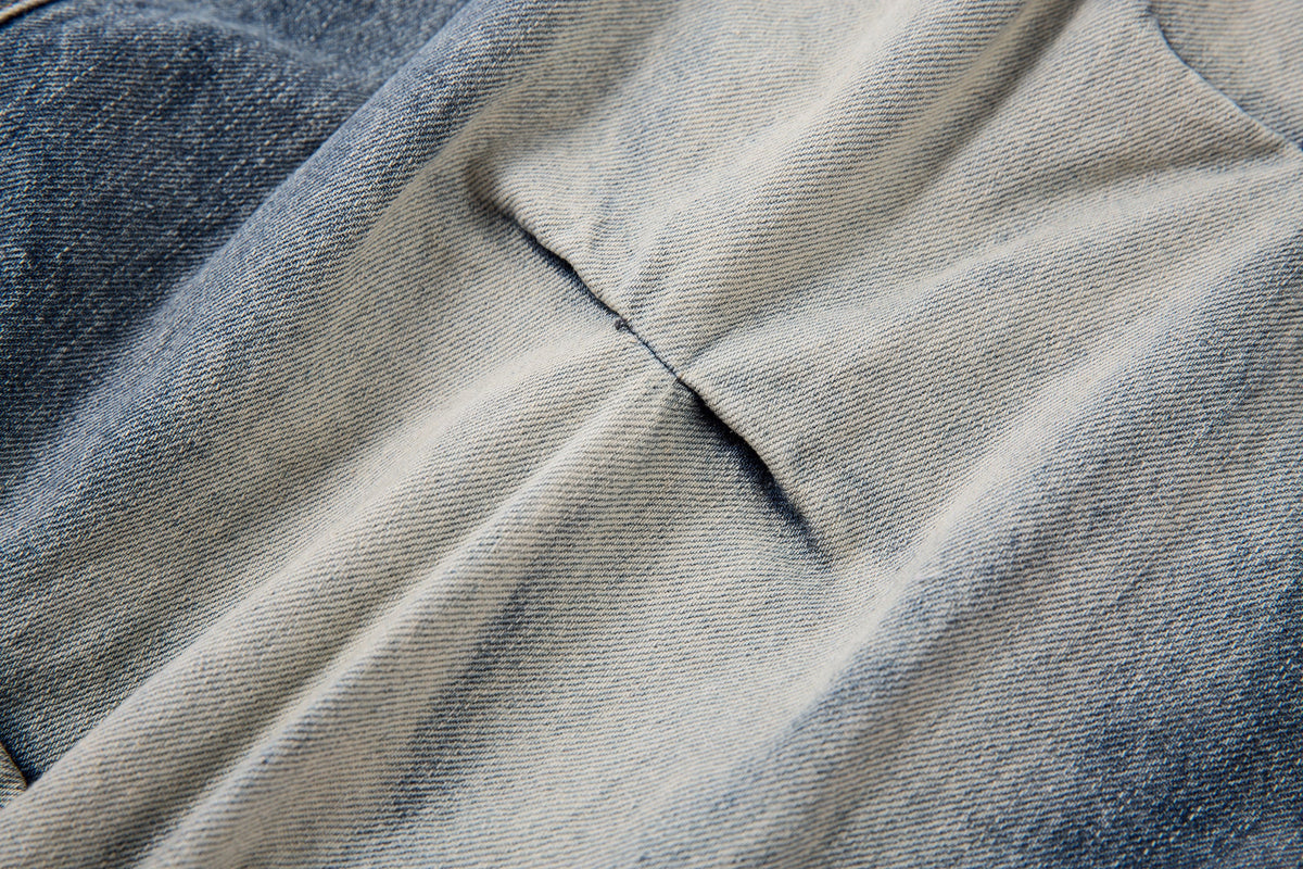 Washed Grid Pleat | Denim Jeans - OMYGOODS