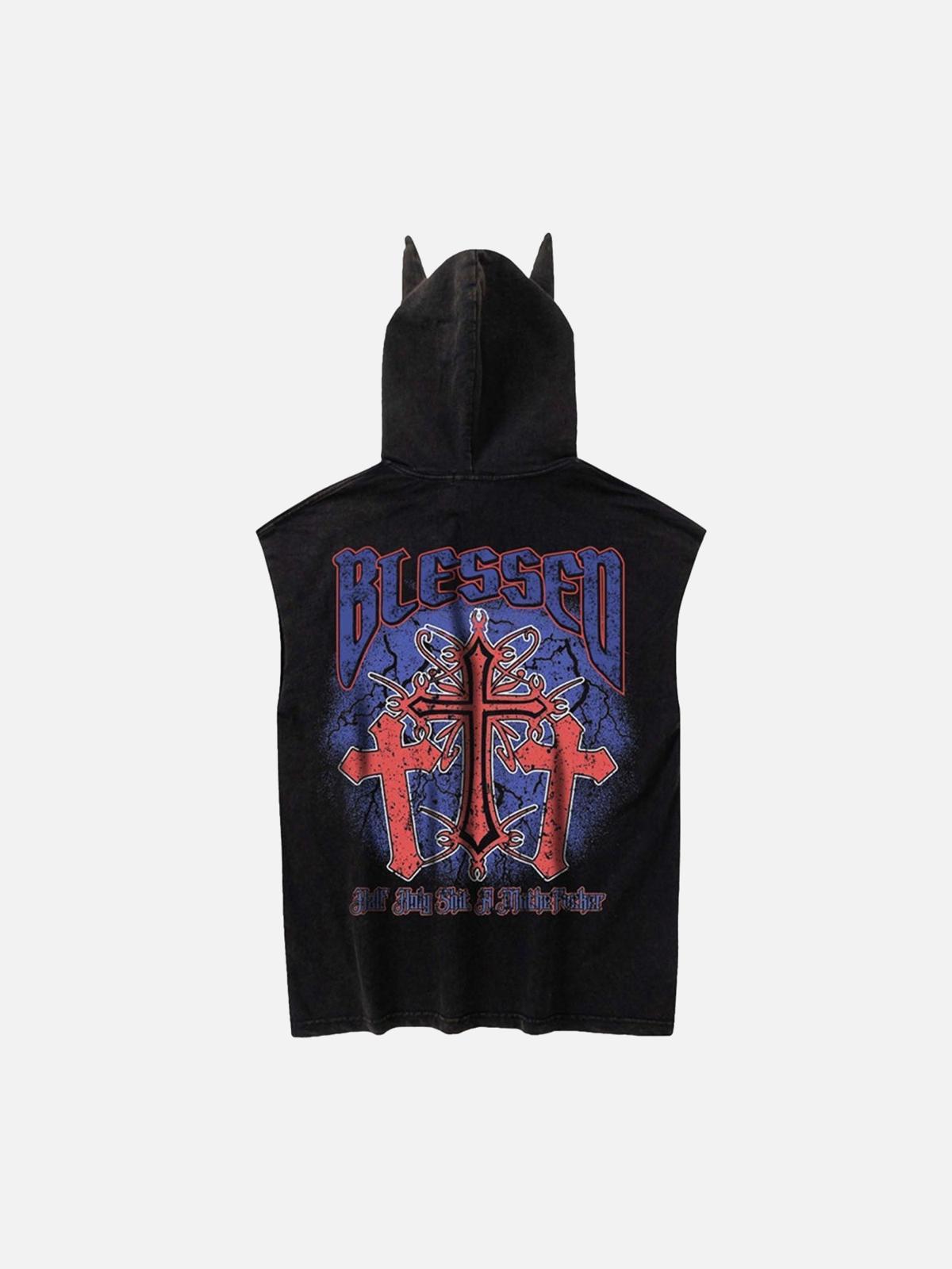 Omygoods Washed Hooded Cotton Undershirt