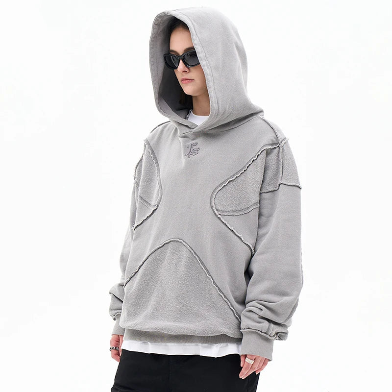 Washed Hoodie | Panelled Streetwear Pullover - OMYGOODS