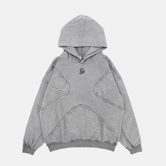 Washed Hoodie | Panelled Streetwear Pullover - OMYGOODS