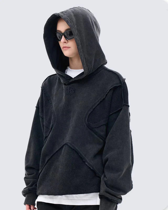 Washed Hoodie | Panelled Streetwear Pullover - OMYGOODS