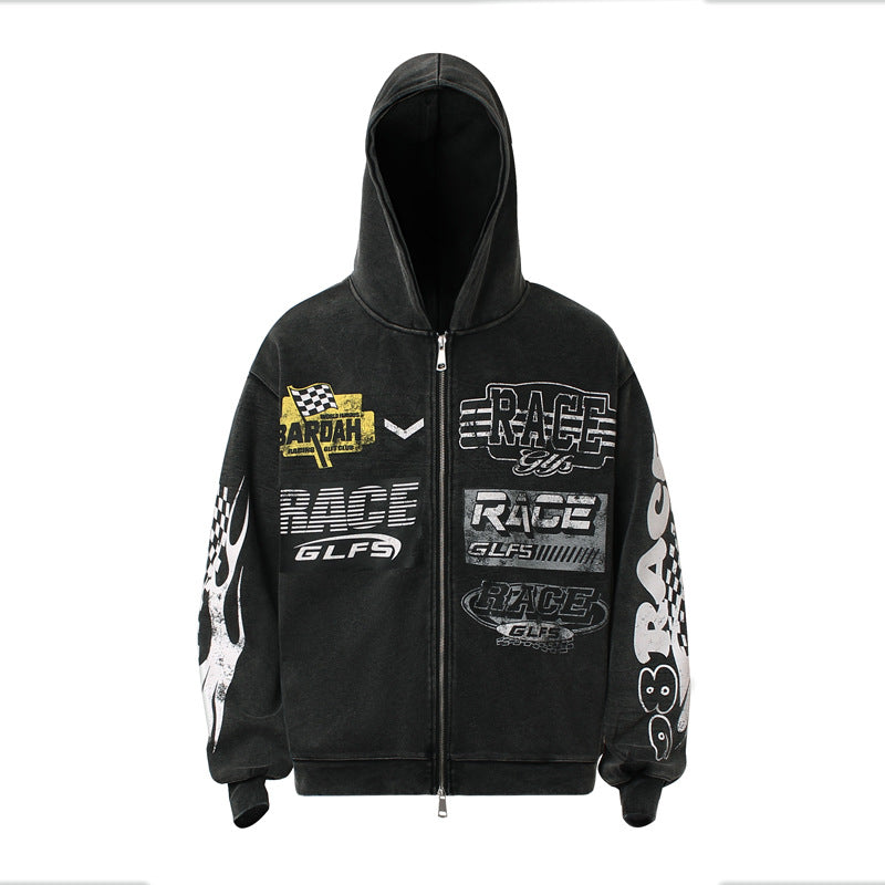 Washed Racing | Zip Up Hoodie - OMYGOODS