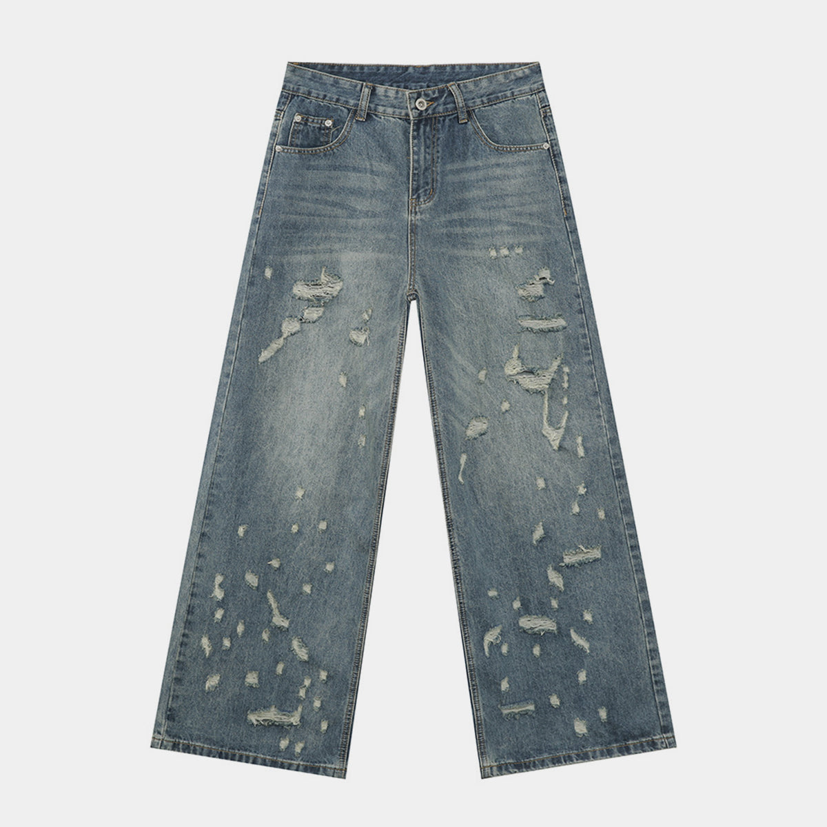 Washed Ripped | Straight Denim Jeans - OMYGOODS