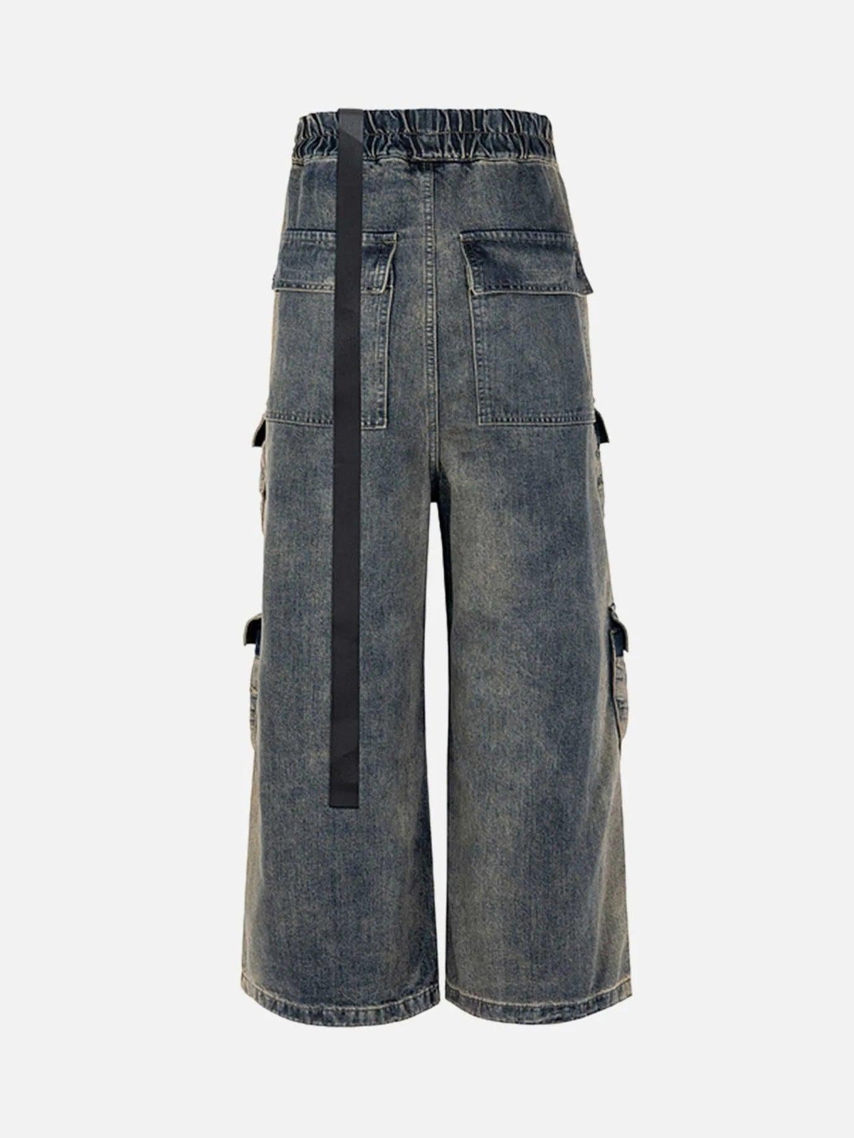 Omygoods Wide Leg Multi-Pocket Straight Leg Loose Jeans