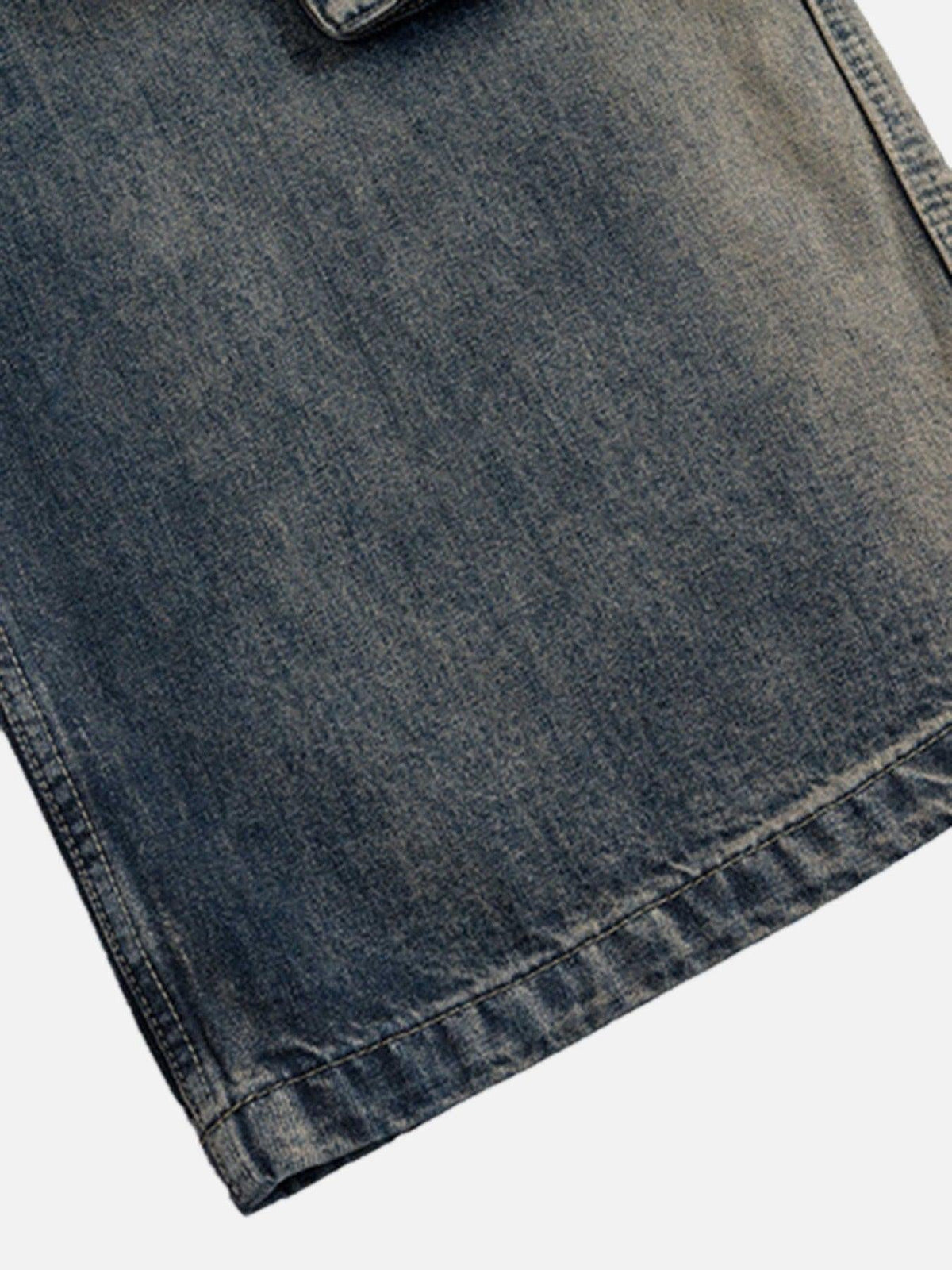 Omygoods Wide Leg Multi-Pocket Straight Leg Loose Jeans