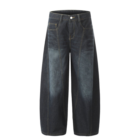Winter Sky | Knitted Wide-Leg Denim Pants - OMYGOODS