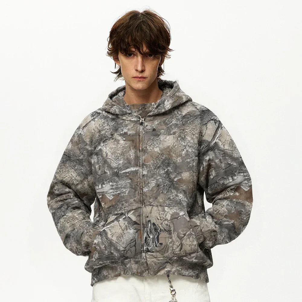 Woodland Spirit | Camouflage Zip-Up Hoodie - OMYGOODS