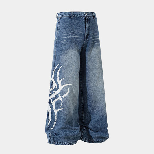 Tribal Print Washed | Baggy Jeans